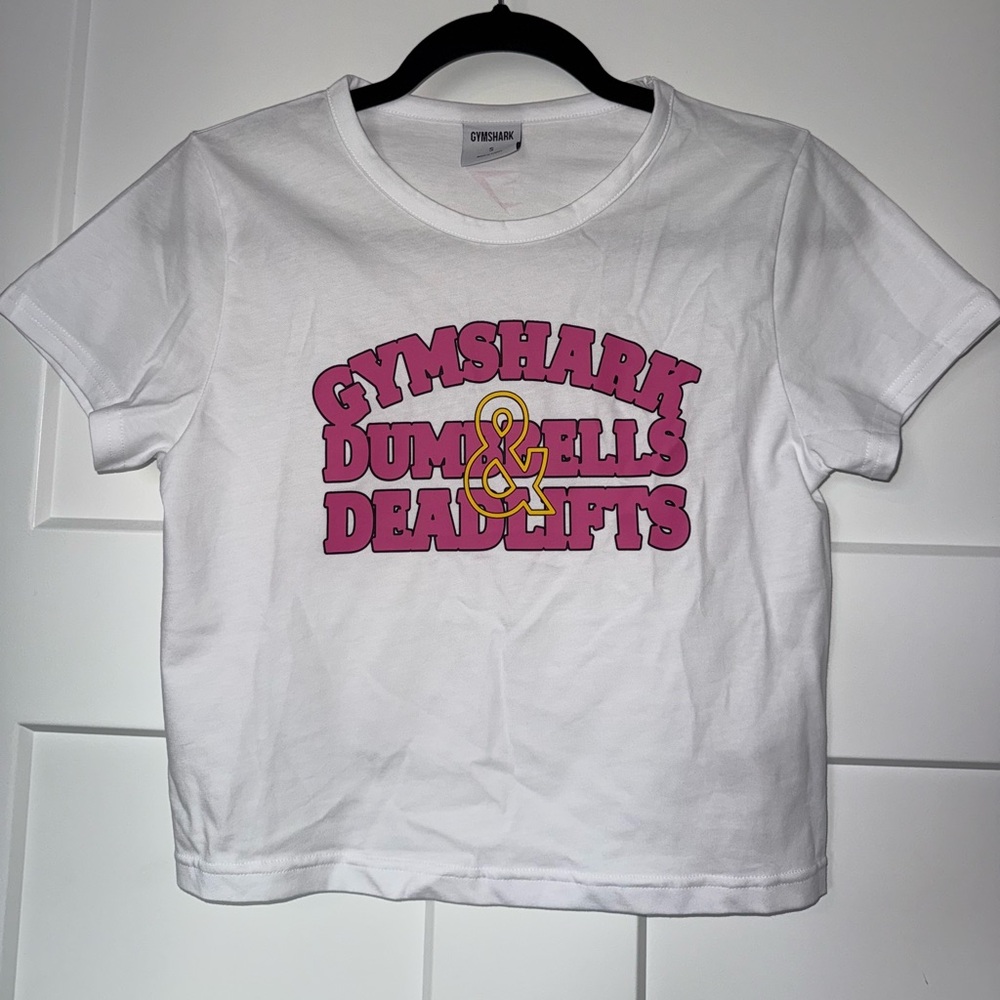 Gymshark White and Pink Short Sleeve Tee